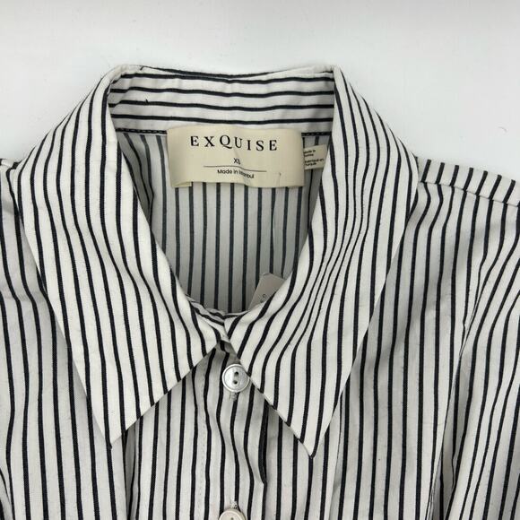 Anthropologie Exquise Maven Button-Front Pleated Shirt Dress Stripe - Picture 3 of 10